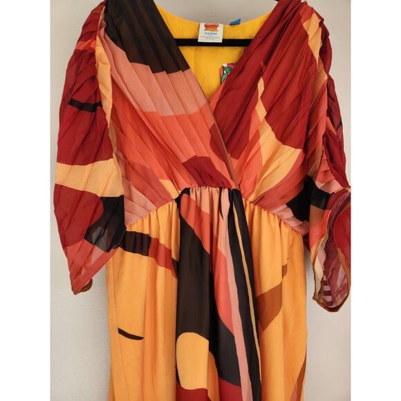 Anthropologie Farm Rio Short-Sleeve Wrap-Front Maxi Dress Size L Red #MA416 - Picture 5 of 11
